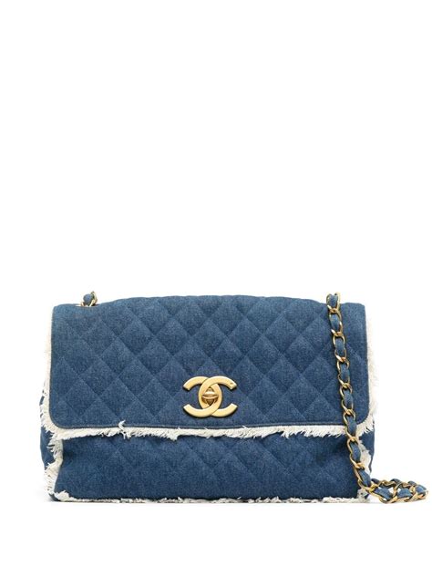 chanel denim earrings